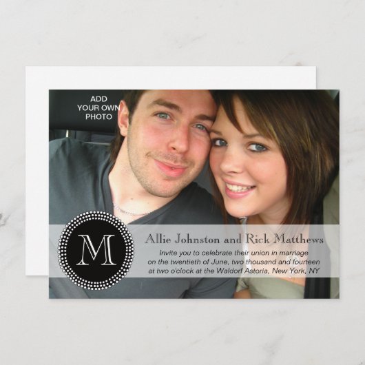 Moderne Monogram Foto Wedding Invitations Kaart (Voorkant / Achterkant)