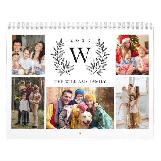 Moderne monogram fotocollage familie kalender (Hoes)