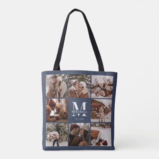 Moderne Monogram & Fotocollage Gepersonaliseerde M Tote Bag (Achterkant)