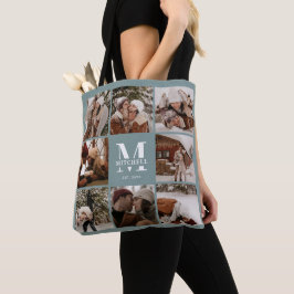 Moderne Monogram & Fotocollage Gepersonaliseerde W Tote Bag