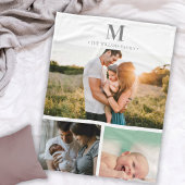 Moderne monogram fotocollage Grijs & wit Fleece Deken