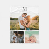 Moderne monogram fotocollage Grijs & wit Fleece Deken (Voorkant)