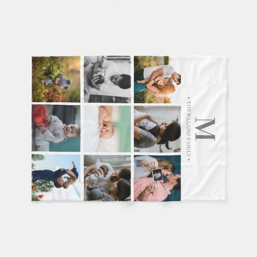 Moderne monogram fotocollage instagram fleece deken (Voorkant (Horizontaal))