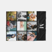 Moderne monogram fotocollage instagram zwart fleece deken (Voorkant (Horizontaal))