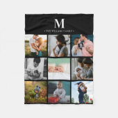 Moderne monogram fotocollage instagram zwart fleece deken (Voorkant)