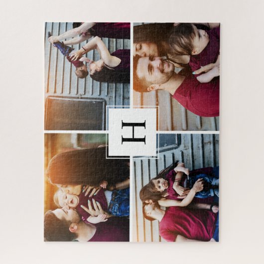 Moderne monogram fotocollage legpuzzel (Verticaal)