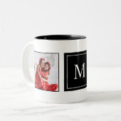 Moderne monogram fotocollage tweekleurige koffiemok (Voorkant links)