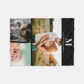 Moderne monogram fotocollage zwart-wit fleece deken (Voorkant (Horizontaal))