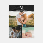 Moderne monogram fotocollage zwart-wit fleece deken (Voorkant)