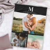 Moderne monogram fotocollage zwart-wit fleece deken