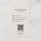 Moderne Monogram Fotograaf Foto QR Tan Visitekaartje (Achterkant)
