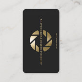 Moderne Monogram Fotograaf Zwart Goud Lens Visitekaartje (Voorkant)