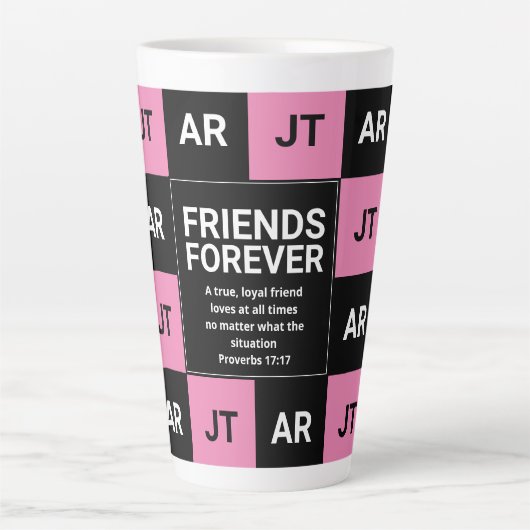Moderne monogram FRIENDS FOREVER Christelijk Latte Mok (Voorkant)