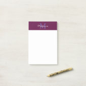 Moderne monogram Fuchsia Pink en Lavender Post-it® Notes (Op bureau)