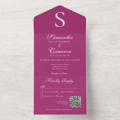 Moderne monogram Fuchsia roze QR-code All In One Uitnodiging (Binnen)