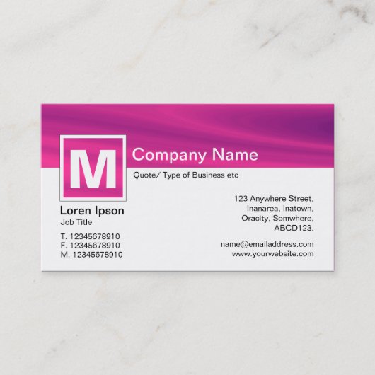 Moderne monogram - Galaxy Pink Visitekaartje (Voorkant)