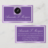 Moderne monogram gebeurtenissenplank omgeven Paars Visitekaartje (Voorkant / Achterkant)