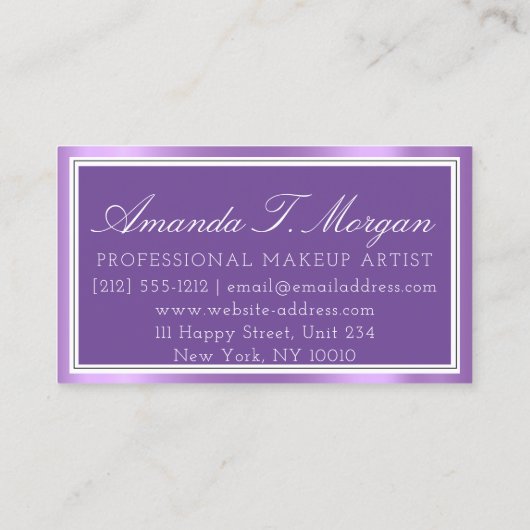 Moderne monogram gebeurtenissenplank omgeven Paars Visitekaartje (Achterkant)