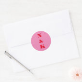 Moderne monogram, gebold, donkerroze bruiloft ronde sticker (Envelop)