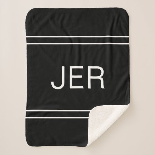 Moderne Monogram Gemerkte Aangepaste Initialen Zwa Sherpa Deken (Voorkant)