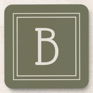 Moderne Monogram Gemiddelde Groene & Off White Ini Bier Onderzetter