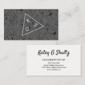 Moderne Monogram Geometrisch Bloemmotief Visitekaartje (Voorkant / Achterkant)