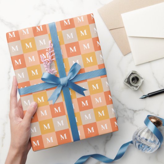 Moderne monogram geometrisch kleurblok cadeaupapier (Geschenken)