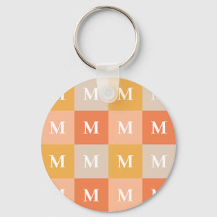 Moderne monogram geometrisch kleurblok sleutelhanger