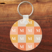 Moderne monogram geometrisch kleurblok sleutelhanger (Voorkant)