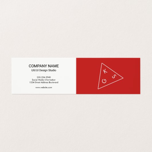 Moderne monogram geometrisch (rood) visitekaartje (Buitenkant ongevouwen)