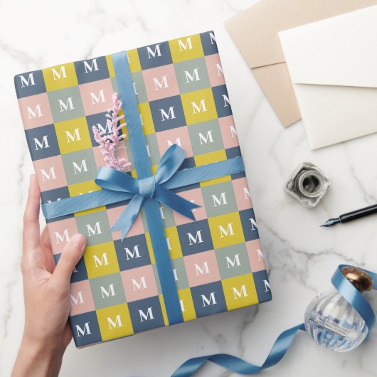 Moderne monogram geometrische kleur blok cadeaupapier (Geschenken)