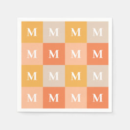 Moderne monogram geometrische kleurblok servet