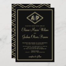 moderne monogram geometrische trouwuitnodigingen