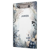 Moderne Monogram Gepersonaliseerd Blauw en Goud Klembord (Links)