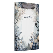 Moderne Monogram Gepersonaliseerd Blauw en Goud Klembord (Rechts)