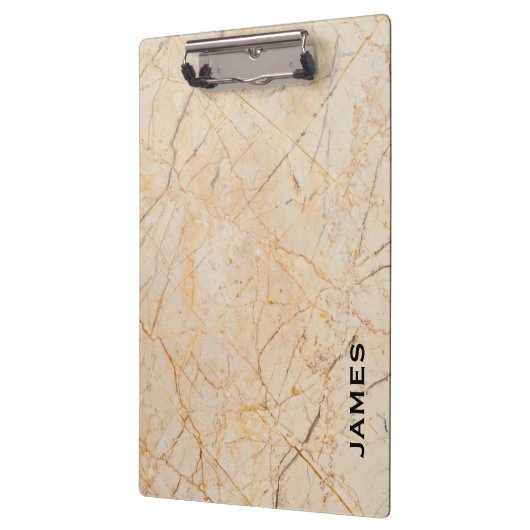 Moderne monogram, gepersonaliseerd marmer en goud klembord (Links)