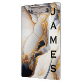Moderne monogram, gepersonaliseerd marmer en goud klembord (Links)