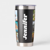 Moderne Monogram Gepersonaliseerde 12 Fotocollage Geïsoleerde Drinkbeker (Links)