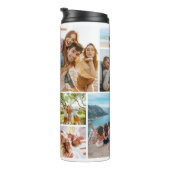 Moderne Monogram Gepersonaliseerde 12 Fotocollage Thermosbeker (Geroteerd rechts)