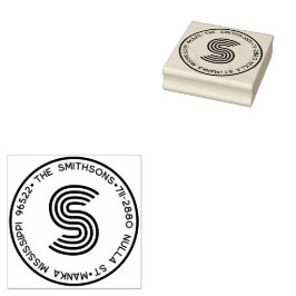 Moderne Monogram Gepersonaliseerde Familienaam & A Rubberstempel