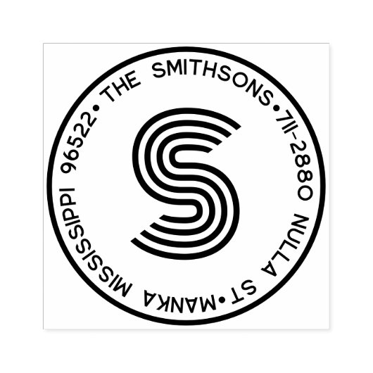 Moderne Monogram Gepersonaliseerde Familienaam & A Rubberstempel (Afrduk)