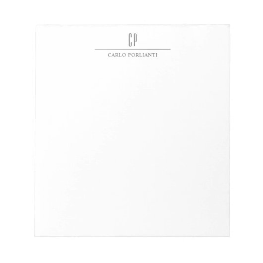 Moderne Monogram Geprofessionaliseerde Eenvoudige  Notitieblok (Voorkant)