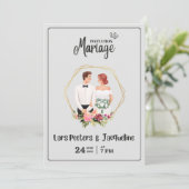 moderne monogram gevouwen huwelijks- kaart (Staand voorkant)