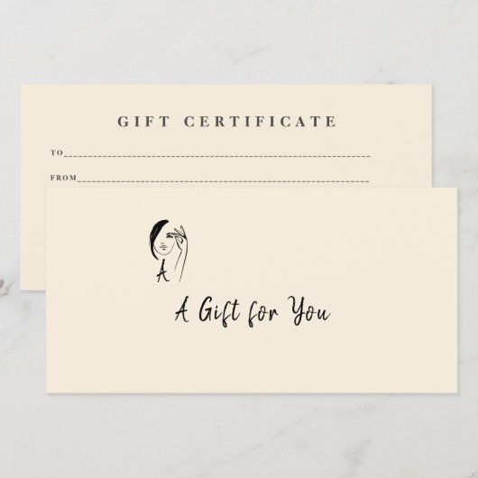 Moderne Monogram Gezicht Art Gift Certificaat (Voorkant / Achterkant)