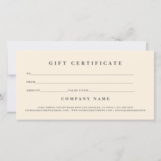 Moderne Monogram Gezicht Art Gift Certificaat (Achterkant)