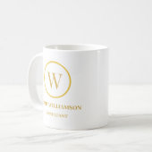 Moderne Monogram Gold Business Koffiemok (Voorkant links)