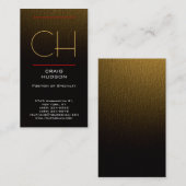 Moderne Monogram Gold Colour Visitekaartje (Voorkant / Achterkant)