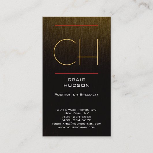 Moderne Monogram Gold Colour Visitekaartje (Voorkant)