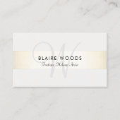Moderne Monogram Gold White Striped Visitekaartje (Voorkant)