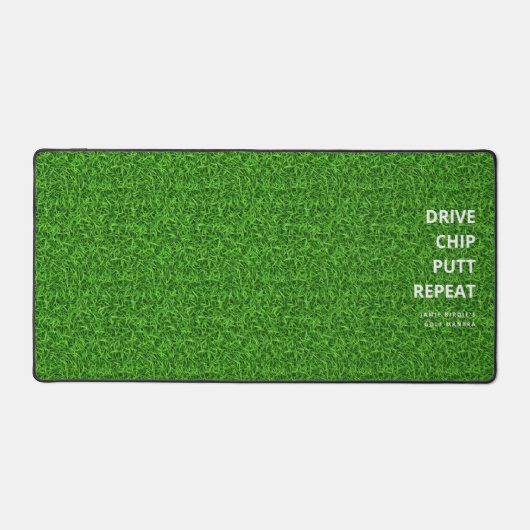 Moderne Monogram Golfer Groen Gras Grappig Bureaumat (Voorkant)